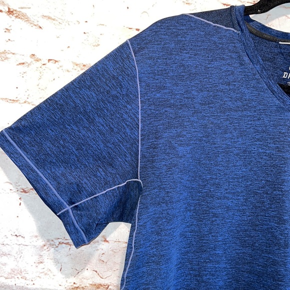Nike Mens short sleeve blue black dri fit training top shirt gym v neck pullover - Picture 4 of 7